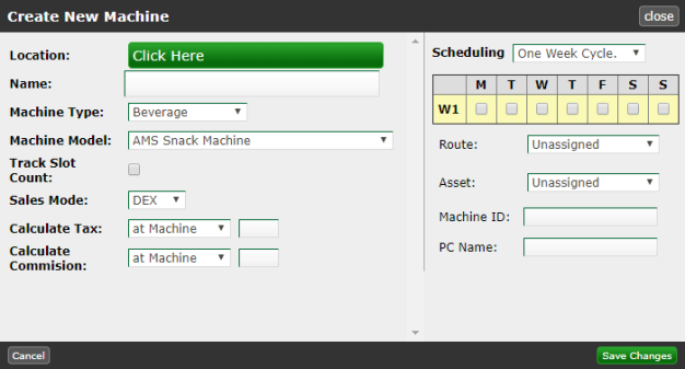 create new machine form